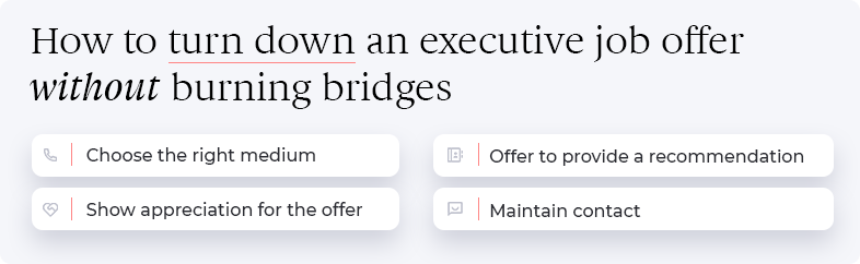 How to turn down an executive job offer without burning bridges